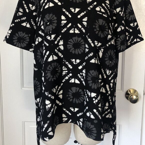 Madewell Black Print Polyester Button Back Blouse Top Womens M Medium - Picture 8 of 8